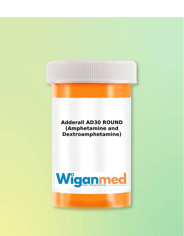 Adderall AD30 ROUND (Amphetamine and Dextroamphetamine) (30 mg) - 30 Tablets